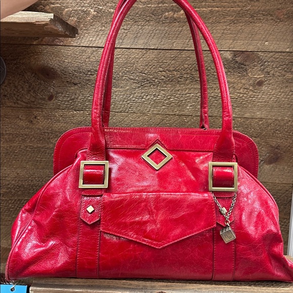 👜 Helen Welsh Red Leather Tote Shoulder Bag - Picture 1 of 12